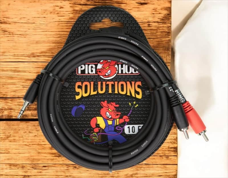 Pig Hog PB-S3R10 3.5mm TRS to Dual RCA Stereo Breakout Cable - 10' 2010s - Black image 1