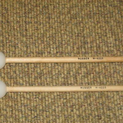 ONE pair new old stock (with packaging) Musser M4225 Mallets, white 1" medium-hard poly-ball head with birch handles -- recommended use is for bells or xylophone (from around 2019) Made in USA image 5