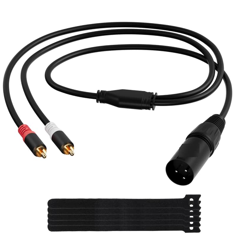 3-Pin XLR Male to 2 RCA Male Y Splitter Adapter Cable 6 Ft, Unbalanced Dual RCA to XLR Microphone Stereo Audio Interconnect Cable Patch Cord for Speaker Condenser Mic Mixer AMP +5 Ties image 1