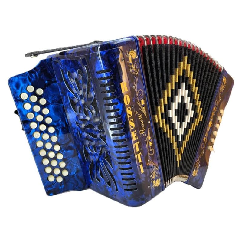 Rossetti 3112-GCF-BU Key of GCF 3 Row, 31 Treble, 12 Bass Diatonic Button Accordion w/Hard Case & Shoulder Straps image 1