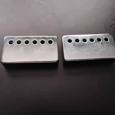 1960s Gibson Humbucker Covers Chrome For Patent Sticker pickups original vintage Matched pair parts luthier project restoration ES models, Les Paul etc image 2