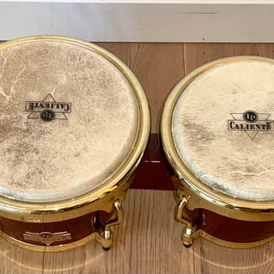 "NICE" LP Caliente Bongo Set Wine Red with Gold Hardware, Sound Great ! image 4