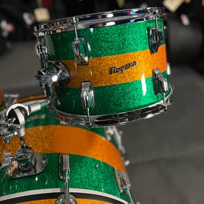 Rogers Cleveland Series 13/16/22" Drum Set Kit in Green Sparkle w/ Gold Sparkle Stripe image 5