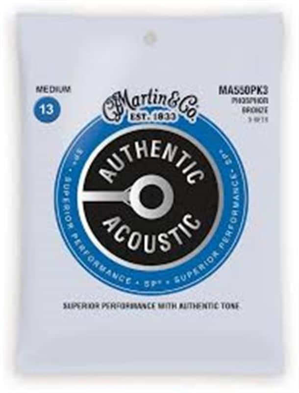 Martin MA550PK3 Authentic Acoustic Phosphor Bronze, Medium 3pk, .013 image 1