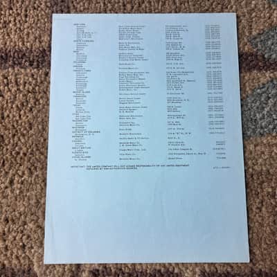 Vintage 1971 Ampeg Authorized Service Center List! Rare, Original Case Candy, Paperwork! image 2