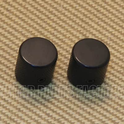 MK-B04-644 Black Metal Flat-Top Knobs for Guitar or Bass Solid Shaft Pots - Black