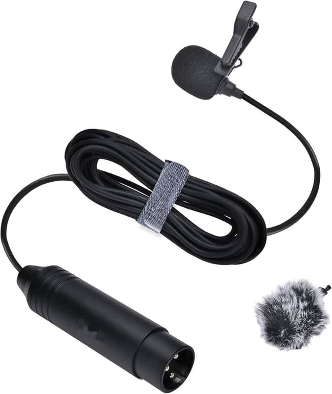 Phantom Power Omnidirectional XLR Lavalier Lapel Microphone,14.76 fts Lapel Mic Recorders Audio Mixer (1 Pack) image 1