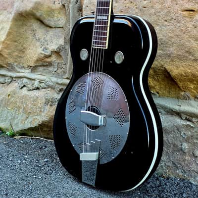 1964 Valco Airline Folkstar - Black - Res-O-Glass Resonator - w/Case image 2