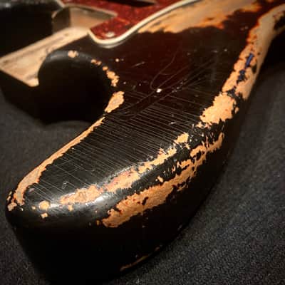 Relic Stratocaster body - Black over Three Tone Sunburst Alder strat body, Jozo Reece guitars image 12