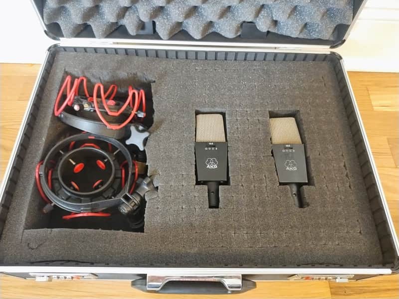 AKG C414 B ULS Multipattern Large Diaphragm Condenser Microphone Pair w/ Shockmounts and Case image 1