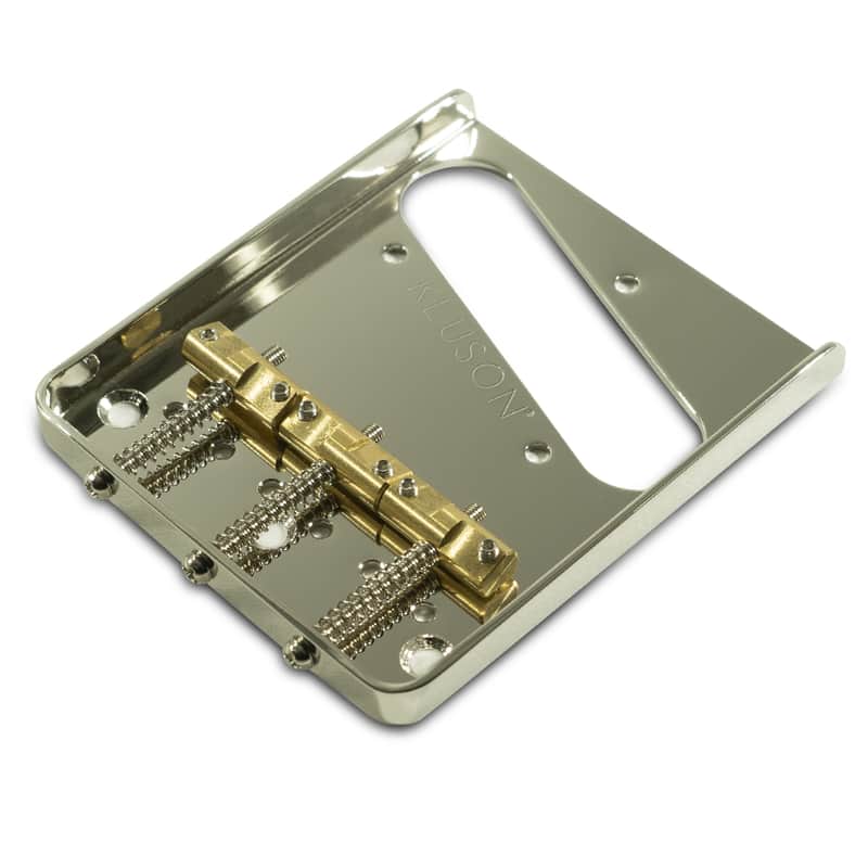 Kluson Hybrid Replacement Bridge For Fender American Standard Telecaster Steel With Intonated Brass image 1