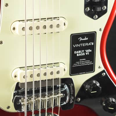 Fender Vintera III Early '60s Bass VI Candy Apple Red Rosewood Fingerboard image 3