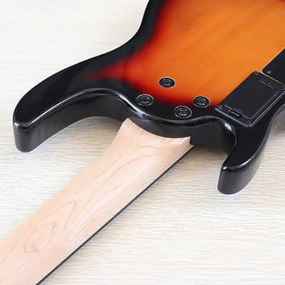 4 String Silent Electric Ukulele Bass, Basswood Body with Maple Neck, Sunburst Finish image 8