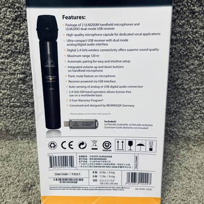 Behringer Ultralink (A) ULM202USB Pair Wireless Handheld Microphones w/ USB Receiver image 7
