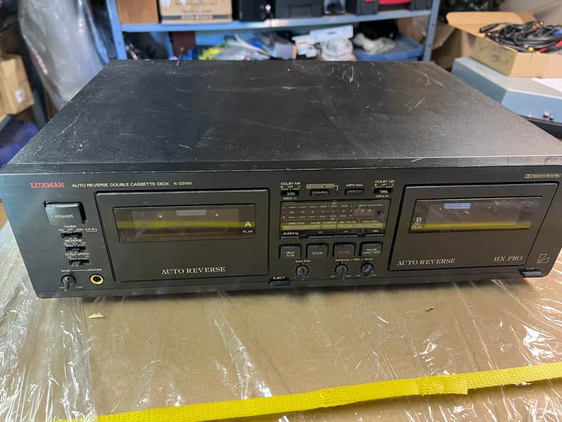 Luxman K-331W auto reverse dual cassette recorder mid 1980's - black image 1