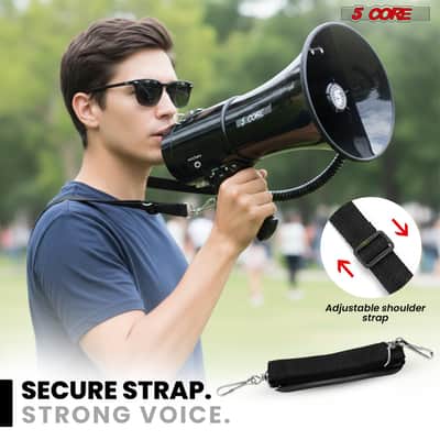 5 Core Megaphone 50W Bullhorn 1100 Yards Loud Siren Maker w Adjustable Volume for Soccer Coaches image 7