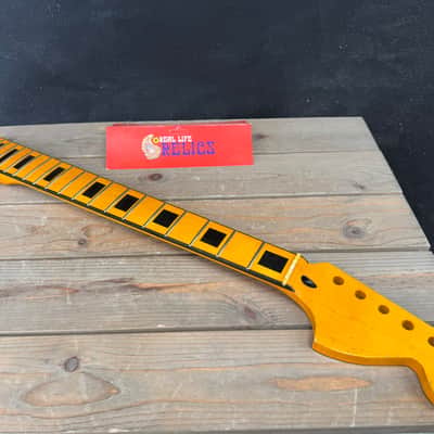 Real Life Relics Jazzmaster® Strat® Stratocaster Neck Nitro With Bound Fingerboard Black Block Inlays  LARGE Headstock JSMMBBL #10