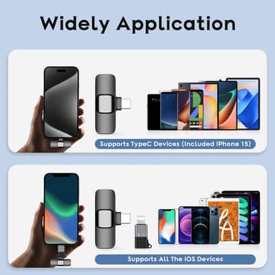Wireless Lavalier Microphone for iPhone Android Recording Interview Podcast Video image 4