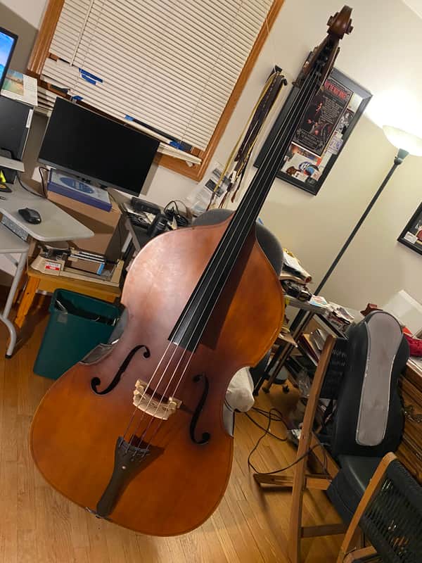 Cecilio CDB-200 4/4 acoustic upright double Bass 2018 - Natural - Distressed image 1