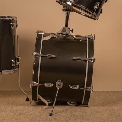 1960s Slingerland Metallic Black Drum Set 14x20 8x12 and 16x16 image 9