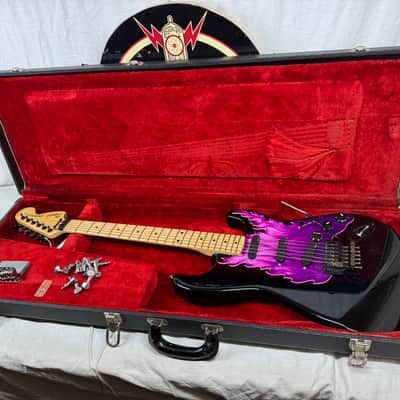 Squier by Fender MIJ Made In Japan Stratocaster Guitar with Floyd Rose + EMGs Upgrades + Case 1985 - 1986 - Black / Maple neck image 1