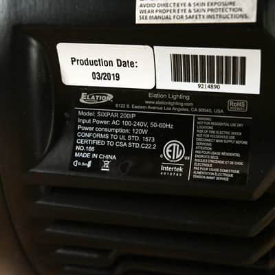 Elation SIXPAR 200IP 12x 12W RGBAW+UV LED IP65 Par Fixture CG013T4 image 8