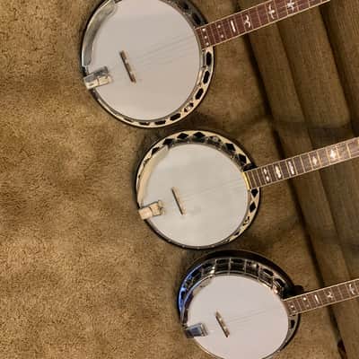 Gibson TB-1 5 string conversions 1926 diamond flange 2- 1928 hex flange - dark walnut brown finish with speed necks image 4