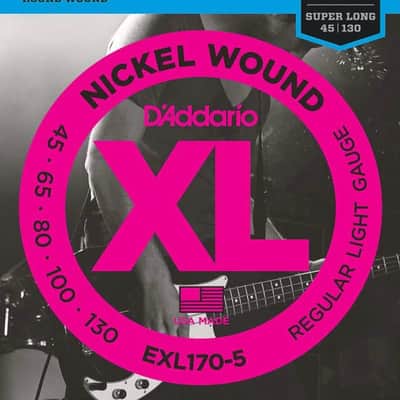 D'Addario EXL170-5 5-String Nickel Wound Bass Strings, Light, 45-130, Long Scale image 1
