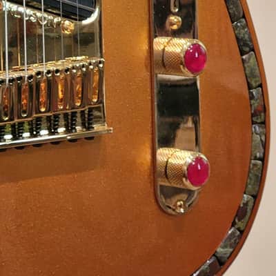 CUSTOM DESIGNED & CRAFTED COPPER METALLIC TELE STYLE WITH KOI TATTOO PG & DRAGON BLOOD JASPER STONES- SERIAL #071 -2025 - "B" STOCK image 3