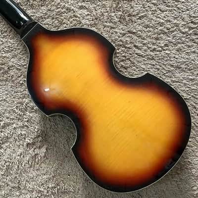 Tobacco Burst 4 String Violin Bass Body with Tiger Maple Top, Rosewood Fretboard Neck image 2