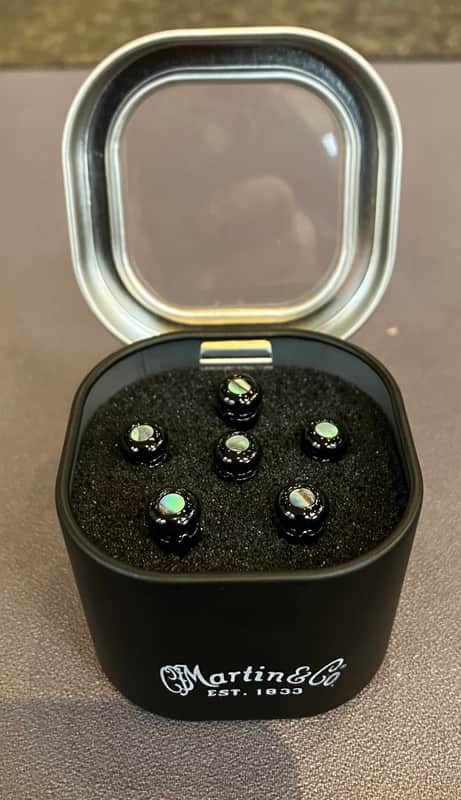 Martin APP0015 Luxe Liquid Metal Bridge Pin Set - Gloss Black w/ Paua Abalone image 1