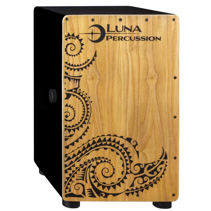 Luna Tattoo Cajon Black with Bag L Percussion with gig bag image 1