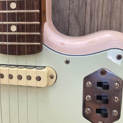 Fender Jaguar Parts Caster Partscaster Nitro Matching Headstock Warmoth - Shell Pink parts guitar image 5