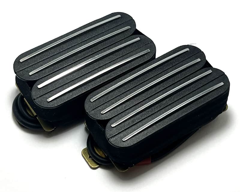 Dragonfire Quad Rails Humbucker Set ~ Bridge + Neck Super Passive Hot Rail Pickups ~ Black w/ Chrome image 1