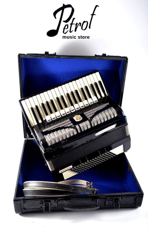German Made Top Piano Accordion Weltmeister Elegance - 96 bass, 16 reg. + Original Hard Case & Straps - Youtube VIDEOS image 1