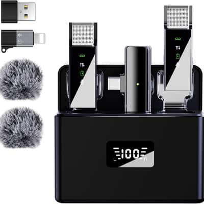 Pro Wireless Lavalier Lapel Microphone System for iPhone Android Phone PC Laptop with USB C/Lightning, 48KHz 24Bit, 30H Battery, Reverb, Noise Cancelling for Video Recording Podcast Stream Vlog image 1