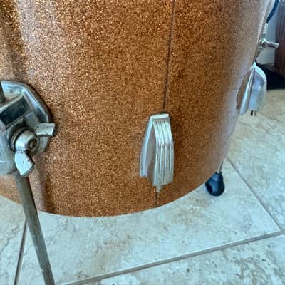 Vintage Ludwig Floor Tom 1966 - Champagne Sparkle 16 x 16 Keystone Badge image 9