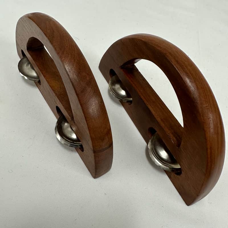 Hand Jingles-Crescent Shape, Pair, Rosewood & Chrome, 6.5" - NEW image 1