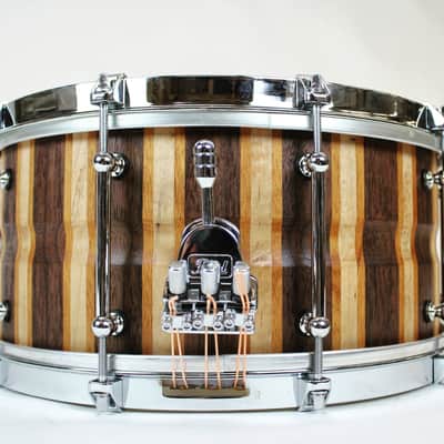 HHG 14x7 Walnut/Maple/Cherry Stave Snare drum, Satin Oil image 3