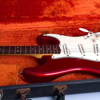 Fender Stratocaster Solid Body Electric Guitar (1966), ser. #110114, original black tolex hard shell case. image 13