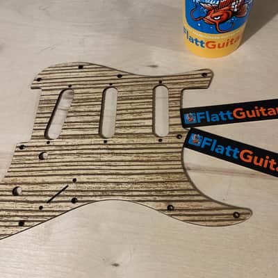 US made zebrawood pattern laser engraved wood pickguard for Stratocaster image 1