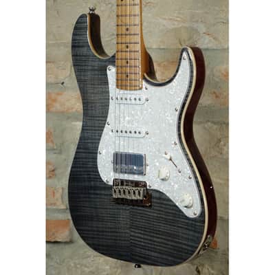 JET GUITARS JS450 TBK - Stratocaster HSS Roasted Maple Neck - Flame Top Transparent Black image 9