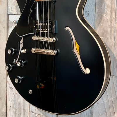 Sweet Lefty! 2021 Gibson ES-335 Dot Semi-Hollow Electric Guitar Custom Black Ebony w/ Racing Stripes + OHSC image 5