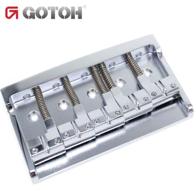 NEW Gotoh S510B-5 5-String Bass Bridge Steel Base Plate, Brass Saddles - CHROME image 1