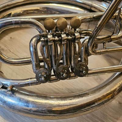 Helicon Eb Tuba Soviet 3 Valves Brass Pipe Wind Instrument Horn USSR Vintage and Rare image 5