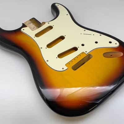 3lbs 8oz BloomDoom Nitro Lacquer Aged Relic 3-Tone Sunburst S-Style Vintage Custom Guitar Body image 3