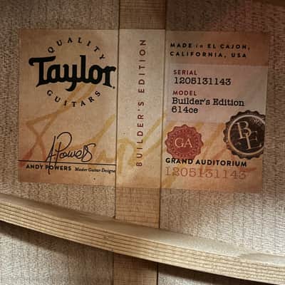 Taylor Builder's Edition 614CE Grand Auditorium Acoustic/Electric Guitar with V-Class Bracing, ES2 Pickup & Hardshell Case 2021 - Natural image 25