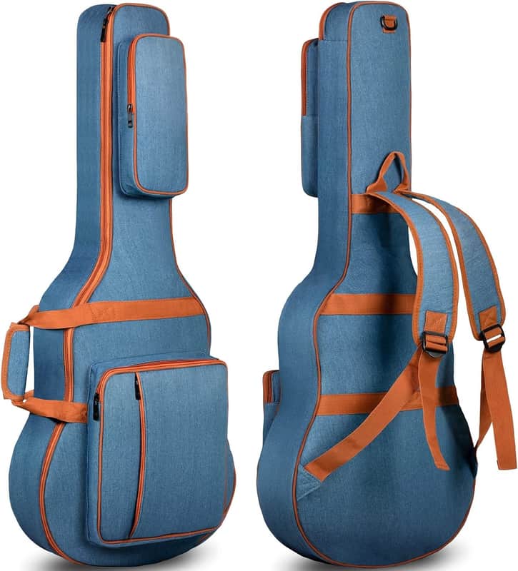 Acoustic Guitar Gig Bag 0.35inch Padded Guitar Bag Soft Denim Guitar Case with Three Large Storage Pockets Guitar Case Cover for 40 41 42 Inch Guitars image 1