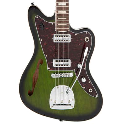 Vintage REVO Series 'Surfmaster Thinline' Twin Electric Guitar ~ Greenburst image 5