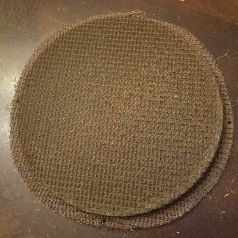 Hammond Original 12" round rigid speaker grille and cloth from M3 organ 1956 - brown black reddish image 1